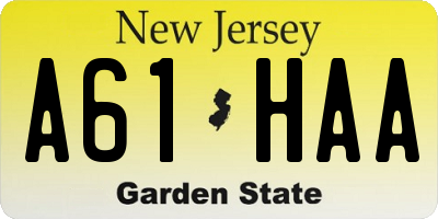 NJ license plate A61HAA