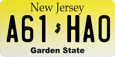 NJ license plate A61HAO