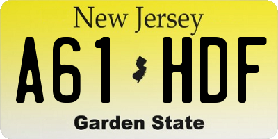 NJ license plate A61HDF