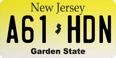 NJ license plate A61HDN