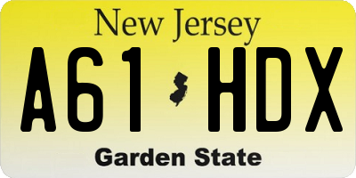 NJ license plate A61HDX