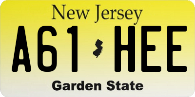NJ license plate A61HEE