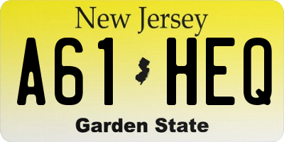 NJ license plate A61HEQ