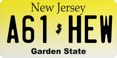 NJ license plate A61HEW