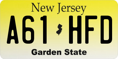 NJ license plate A61HFD