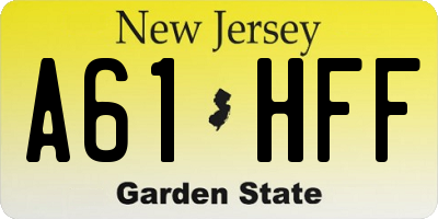 NJ license plate A61HFF