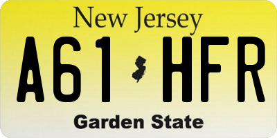 NJ license plate A61HFR