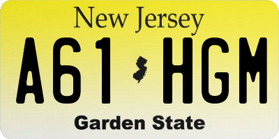 NJ license plate A61HGM