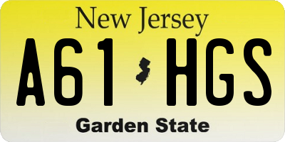 NJ license plate A61HGS