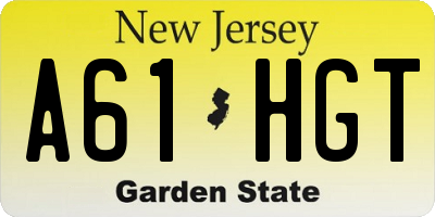 NJ license plate A61HGT