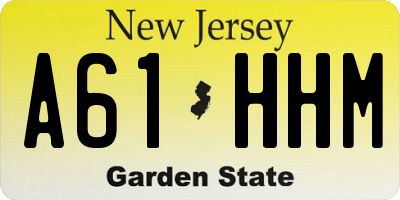 NJ license plate A61HHM