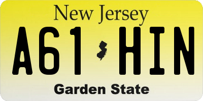 NJ license plate A61HIN