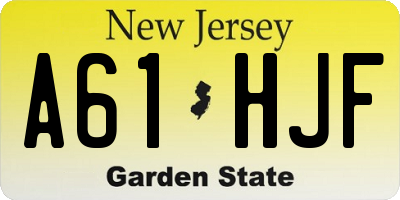 NJ license plate A61HJF