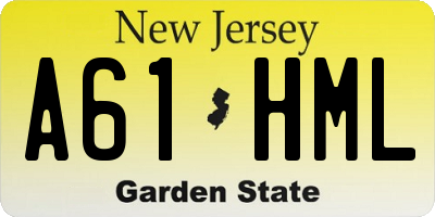 NJ license plate A61HML