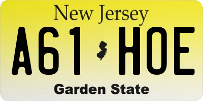 NJ license plate A61HOE