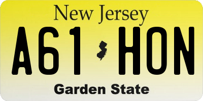 NJ license plate A61HON