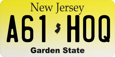 NJ license plate A61HOQ