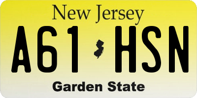 NJ license plate A61HSN