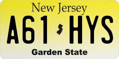 NJ license plate A61HYS