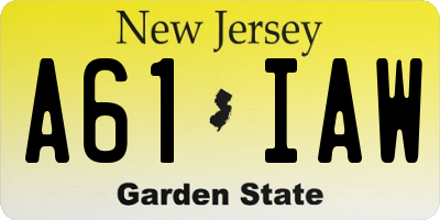 NJ license plate A61IAW