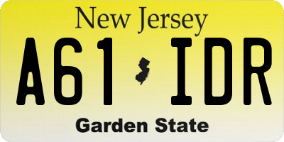 NJ license plate A61IDR