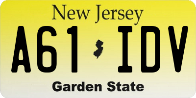 NJ license plate A61IDV