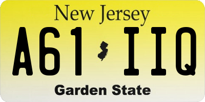 NJ license plate A61IIQ