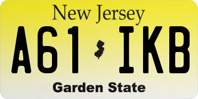 NJ license plate A61IKB