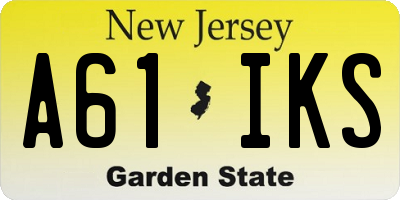 NJ license plate A61IKS