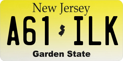 NJ license plate A61ILK