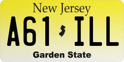 NJ license plate A61ILL