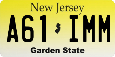 NJ license plate A61IMM