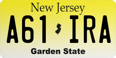 NJ license plate A61IRA