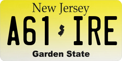 NJ license plate A61IRE