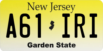 NJ license plate A61IRI