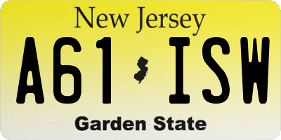 NJ license plate A61ISW