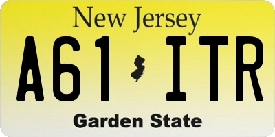 NJ license plate A61ITR