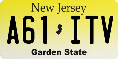 NJ license plate A61ITV