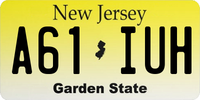 NJ license plate A61IUH
