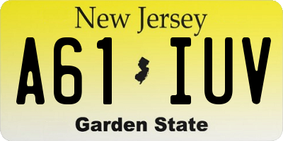 NJ license plate A61IUV