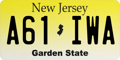 NJ license plate A61IWA