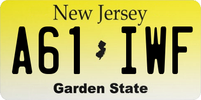 NJ license plate A61IWF
