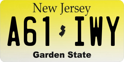 NJ license plate A61IWY