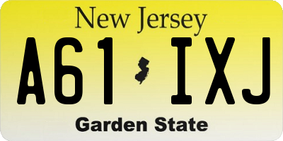 NJ license plate A61IXJ
