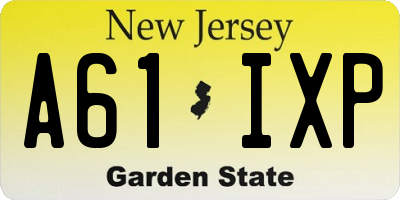 NJ license plate A61IXP