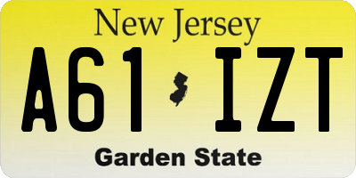 NJ license plate A61IZT