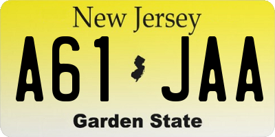 NJ license plate A61JAA