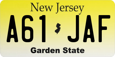 NJ license plate A61JAF