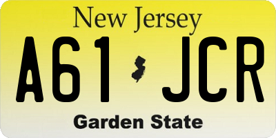 NJ license plate A61JCR