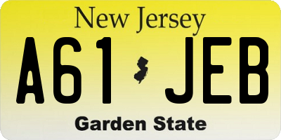 NJ license plate A61JEB